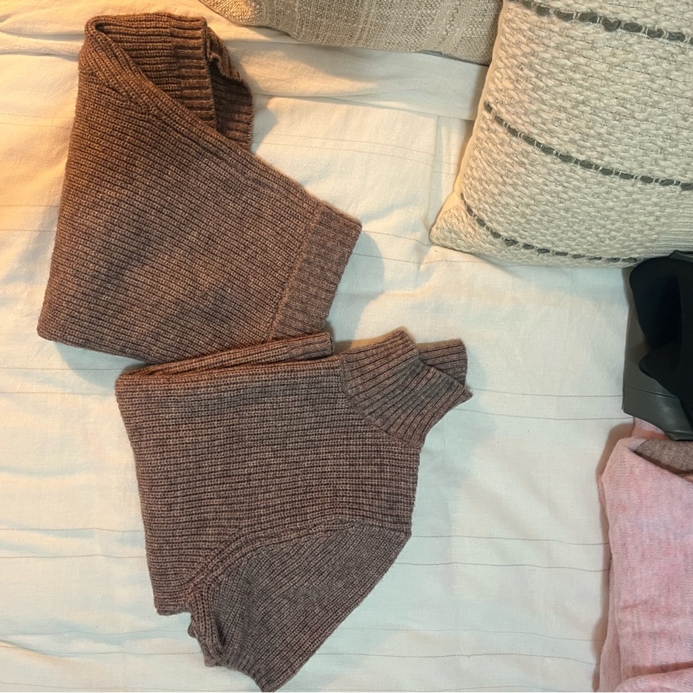 Cozy Brown Knit Sweater and Shorts Set Anthropologie